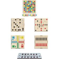 Ahtek Ahşap Zeka Oyun Seti 6 Lı, Mangala + 9 Taş + Dama + Atla Topla + Kızma Birader ve Reversi