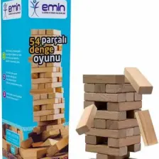 Hobialem 54 Parça, , Büyük Boy, Doğal, Denge Oyunu, Ahşap, Kule Oyunu