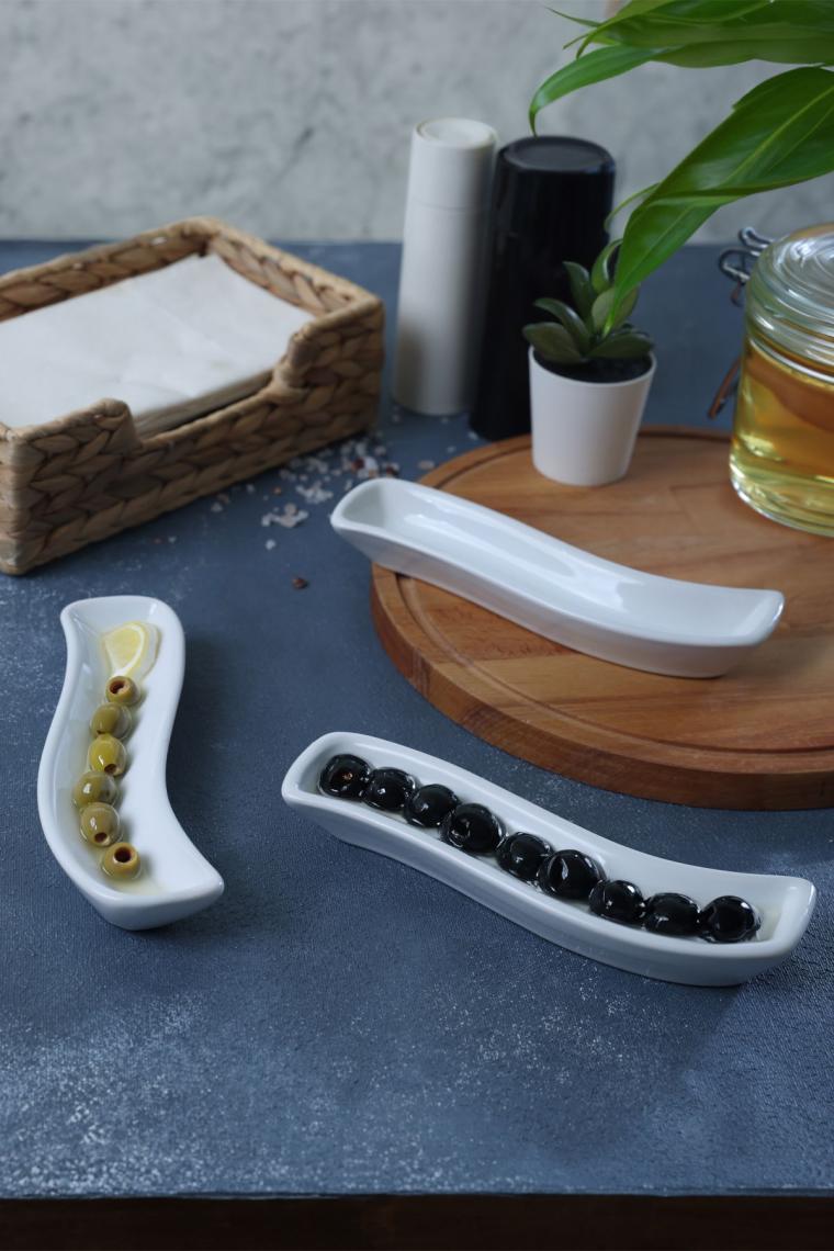 Beyaz İvory Zeytinlik 18 Cm 3 Adet