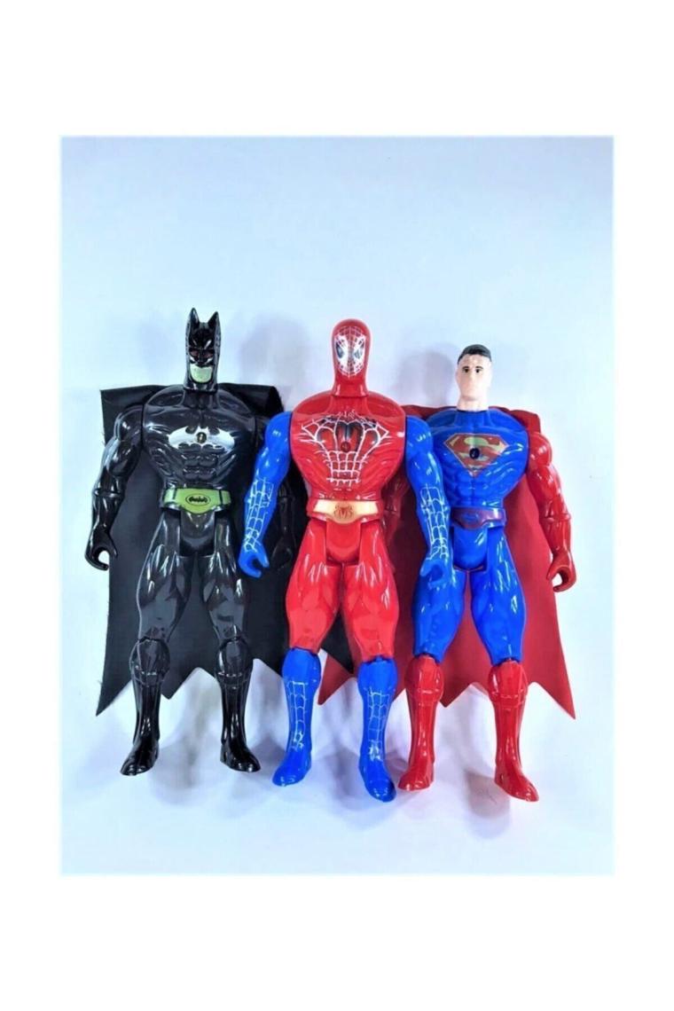 Avengers Süper Kahramanlar 3lü Işıklı Batman Örümcek Adam Süperman Figür Oyuncakları Seti