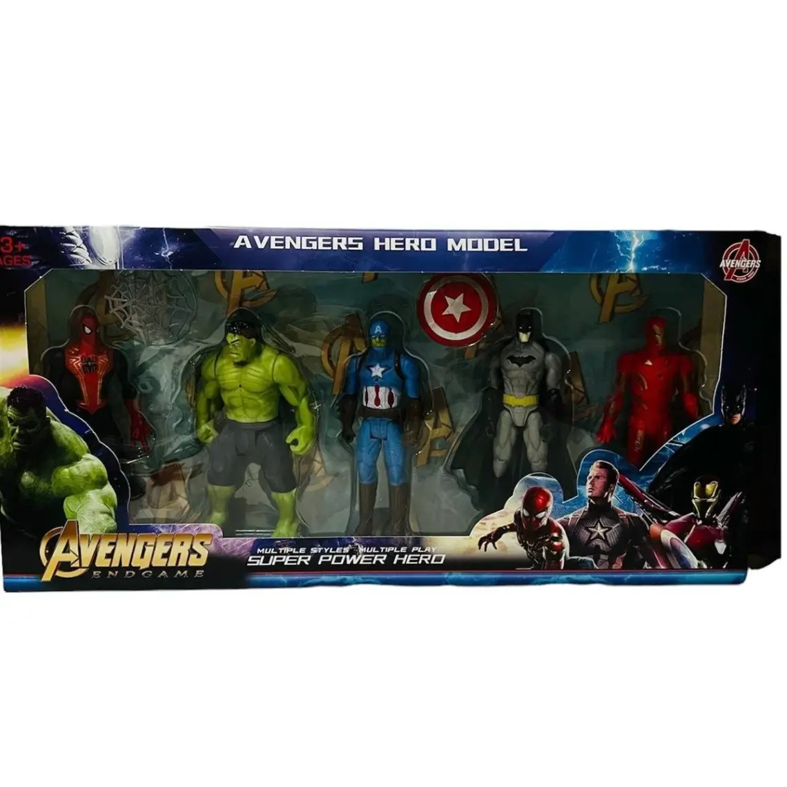 Kids Avengers Işıklı Örümcek Adam Hulk Kaptan Amerika Batman İron Man 5'li Oyun Seti - Süper Kahramanlar