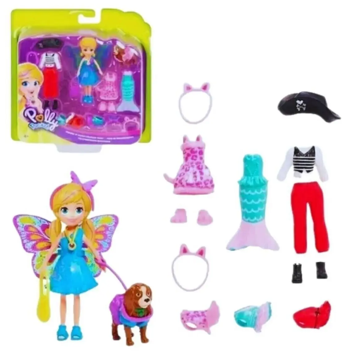 Polly Pocket ve Hayvan Dostu Kostüm Giyiyor Oyun Seti, Bebek, Evcil Hayvan ve Kostümlü Paket Gdm15
