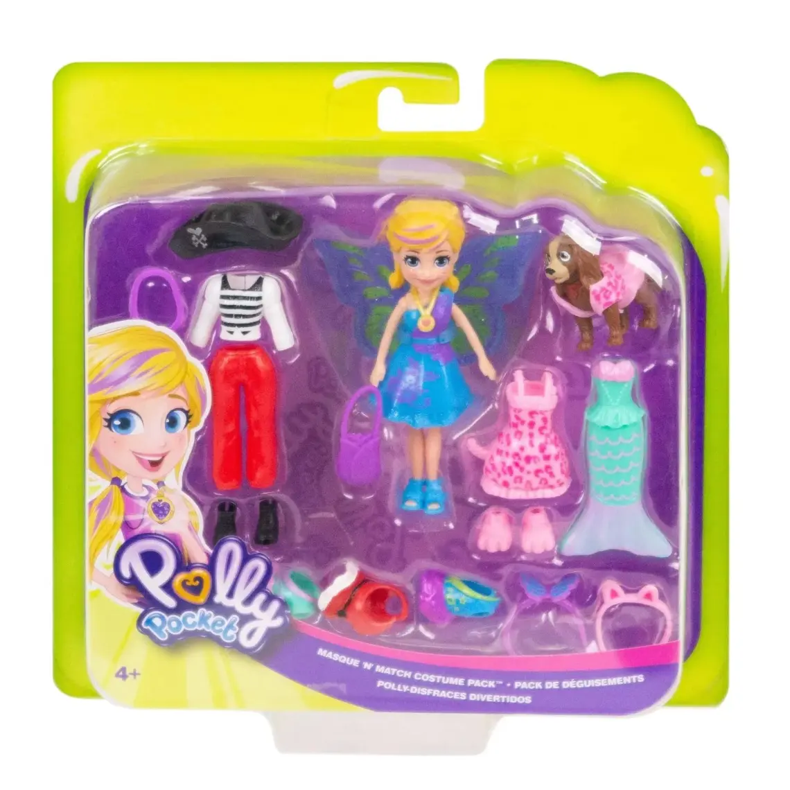 Polly Pocket ve Hayvan Dostu Kostüm Giyiyor Oyun Seti, Bebek, Evcil Hayvan ve Kostümlü Paket Gdm15