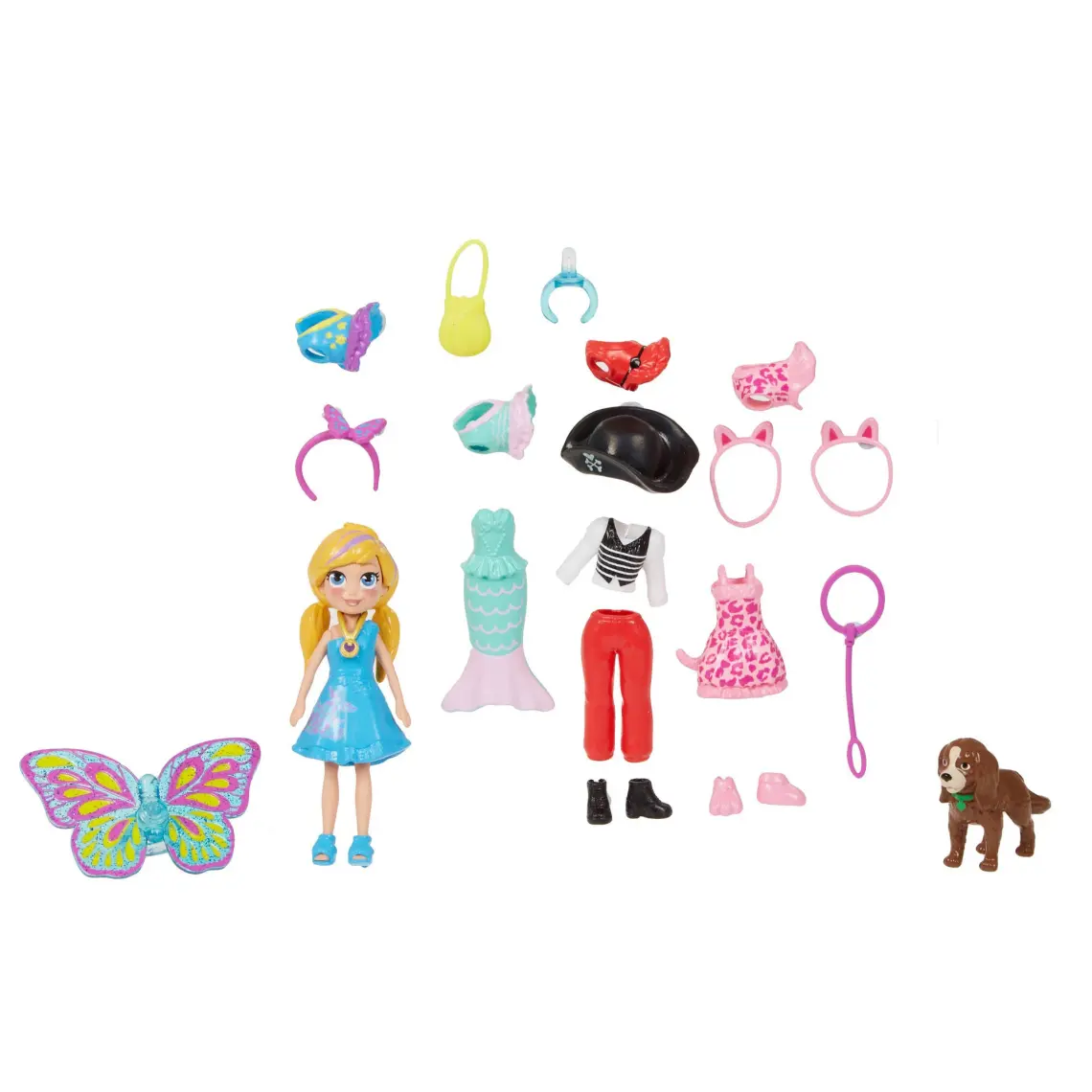 Polly Pocket ve Hayvan Dostu Kostüm Giyiyor Oyun Seti, Bebek, Evcil Hayvan ve Kostümlü Paket Gdm15