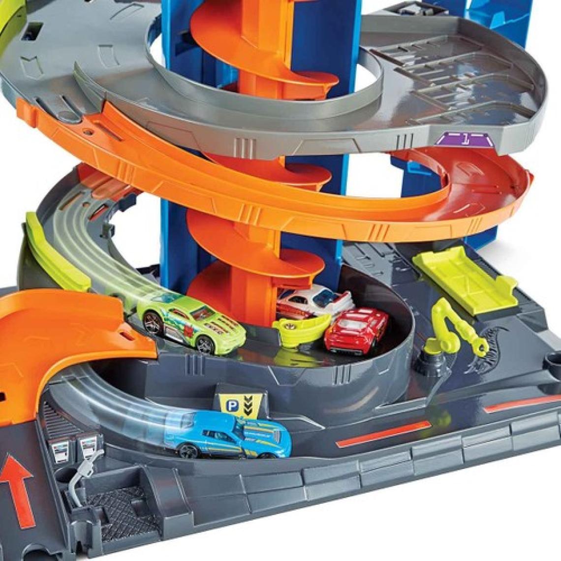Hot Wheels Mega Garaj Oyun Seti, 1 Hot Wheels 1:64 Ölçekli Araç Dahil, Sarmal Asansör ve 60'tan Fazla Araba Saklama Alanı, Diğer Setlerle Birleştirilebilir GTT95