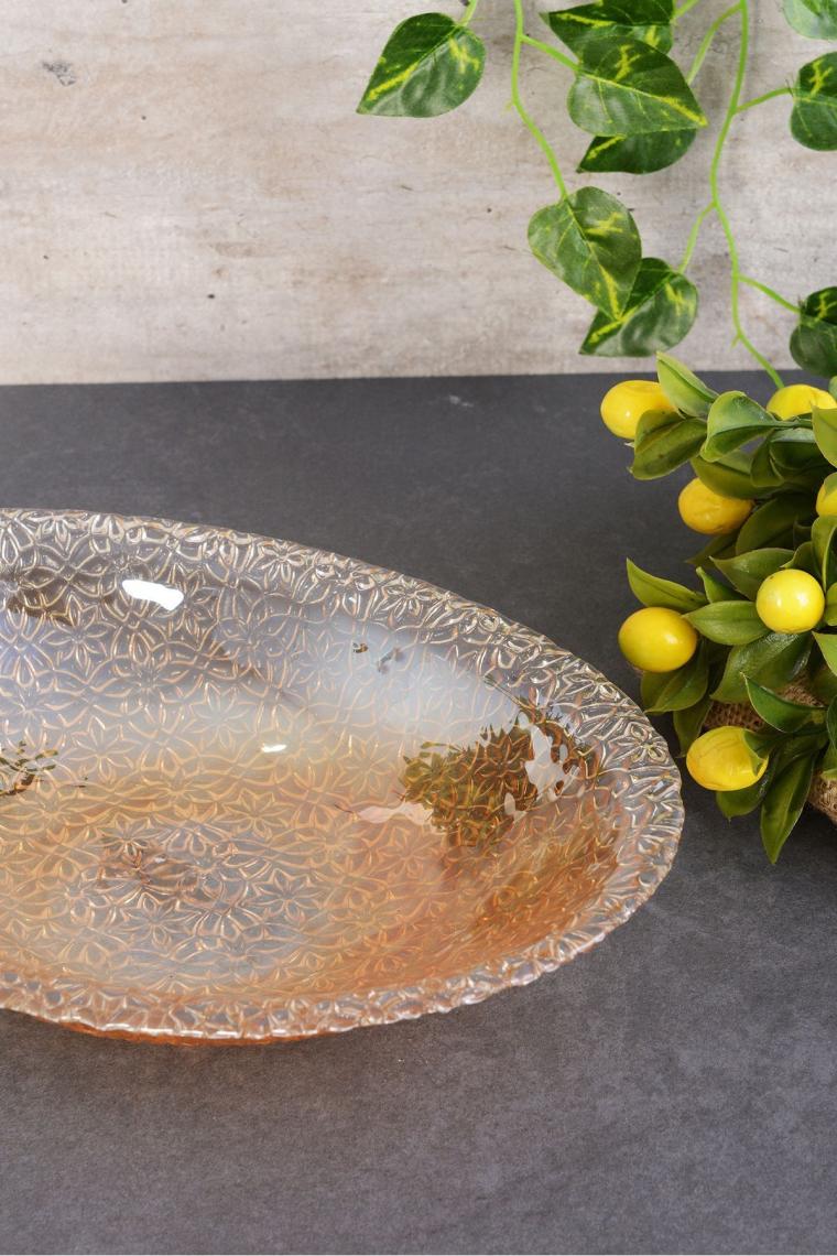 Angdesign Mine Oval Cam Salata Kasesi-büyük-amber Lüsterli