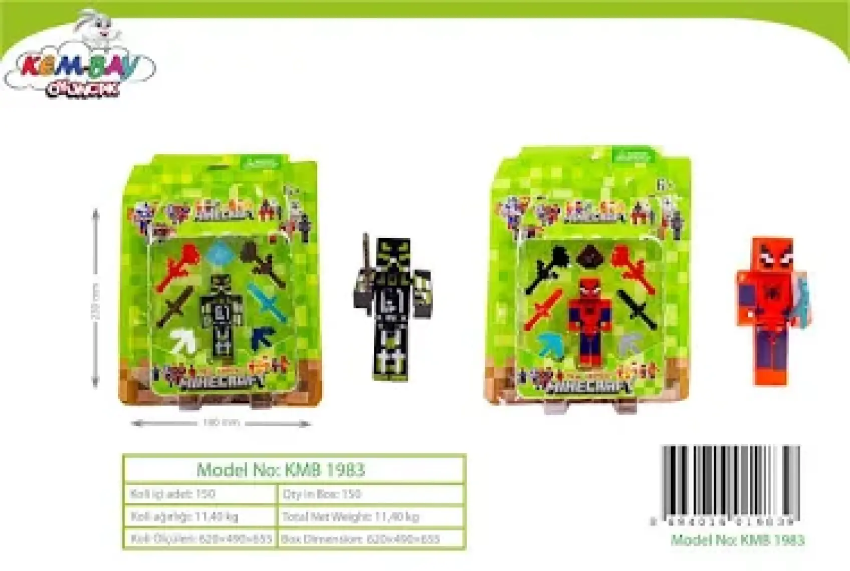 Refox Oyuncak Minecraft Süper Kahraman Karakter Figür Oyuncak Tekli