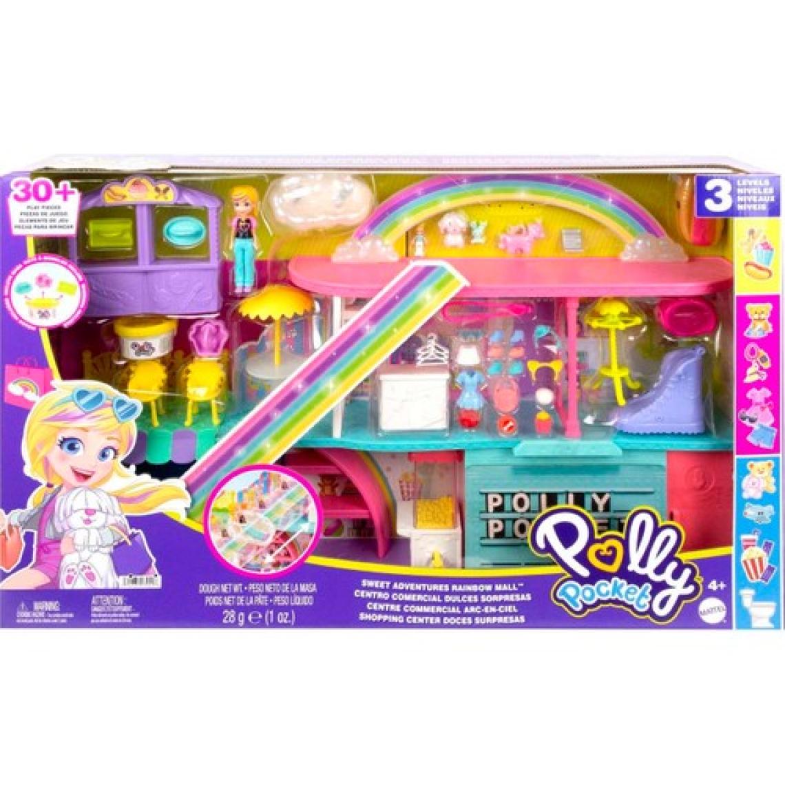 Polly Pocket Gökkuşağı Alışveriş Merkezi, Polly (10 Cm), 35'Ten Fazla Aksesuar ve 9 Oyun Alanıyla 3 Katlı, 4 Yaş ve Üzeri Hhx78