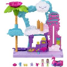 Polly Pocket Flamingo Araba Su Eğlencesi, 2 Bebek, Renk Değiştiren Flamingo Araba ve Su Oyunu Aksesuarlarıyla, 4 Yaş ve Üzeri Hhj05