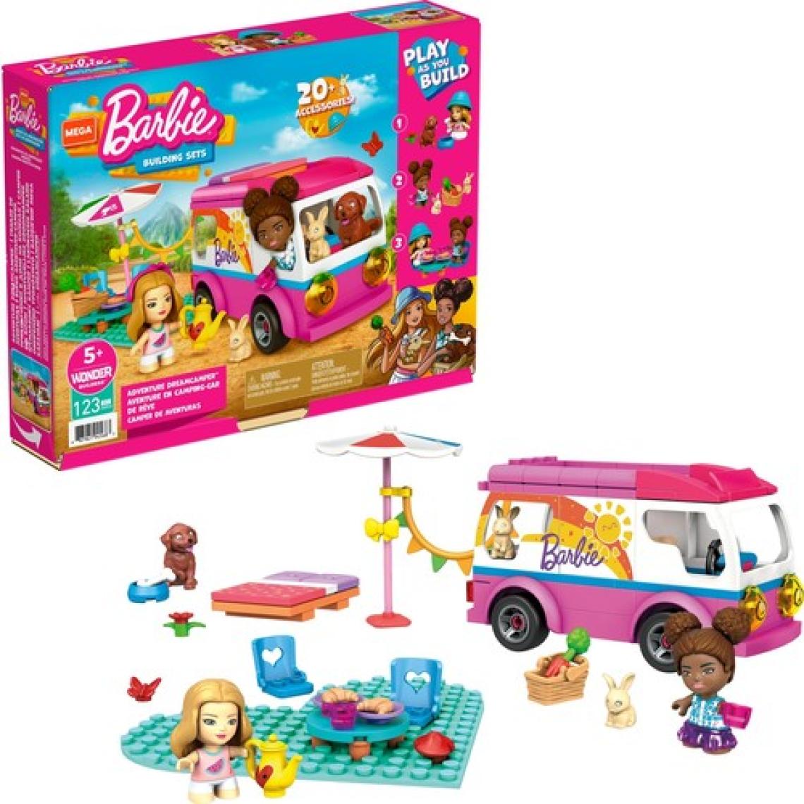 MEGA Construx™ Barbie'nin MEGA Karavanı; 70 Yapı Parçası Ve Kalp Şekilli 1 Adet Zemin Dahil; Gwr35