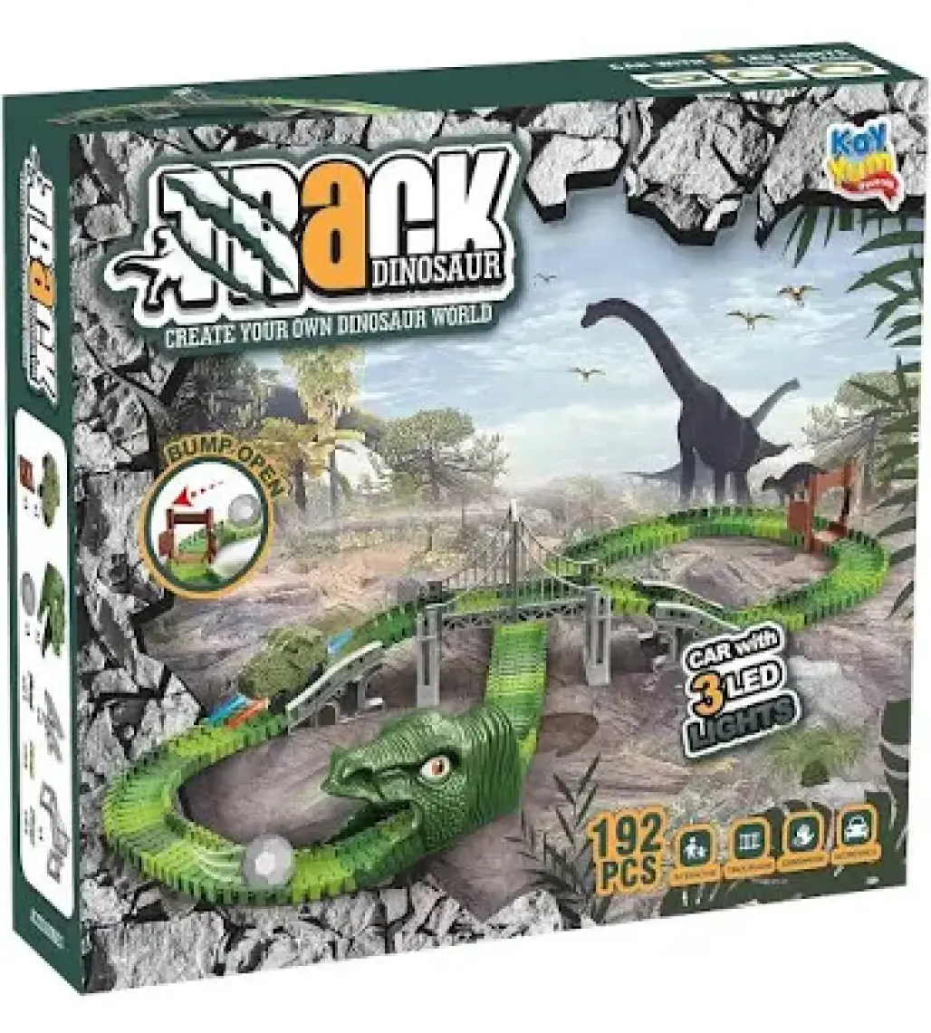 Kayyum Oyuncak Dinosour Tracks 192 Parça Dinozor Temalı Hareketli Raylar Dinozor Araçlı Köprülü
