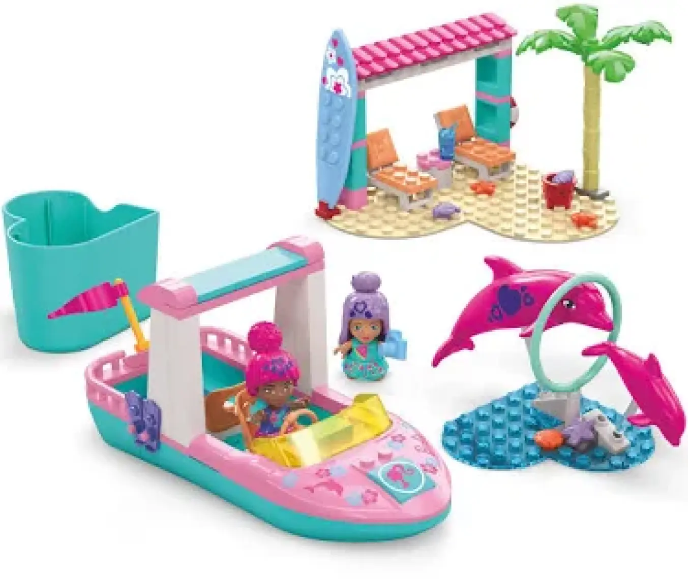 MEGA MEGA™ Barbie® Color Reveal™ Yunus Keşfi Yapı Seti, 2 Mini Bebek ve 2 Yunus ile 10'Dan Fazla Sürpriz İçerir, 5 Yaş ve Üzeri Hhw83