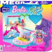 MEGA MEGA™ Barbie® Color Reveal™ Yunus Keşfi Yapı Seti, 2 Mini Bebek ve 2 Yunus ile 10'Dan Fazla Sürpriz İçerir, 5 Yaş ve Üzeri Hhw83