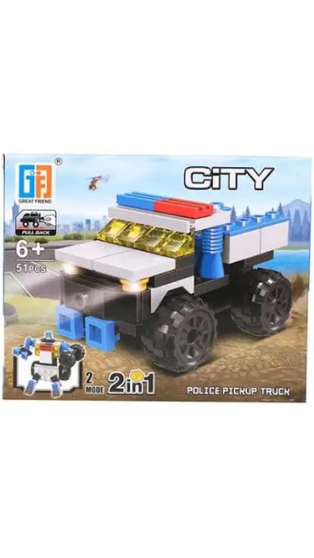 Farbu Oyuncak Farbu Parçalı Setler Araç Serisi 2 In 1 City Police Racing Car SP4652 123-86