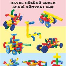 King Kids Tekerlekli Boru Parçalı Setler 72 Parça