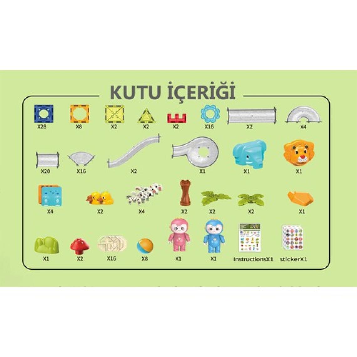 Learning FunManyetik Oyuncak Manyetik Blok Seti Stem Oyuncak 151 Parça - Marble Run Set Magic Magnetic Blocks Animal Paradise