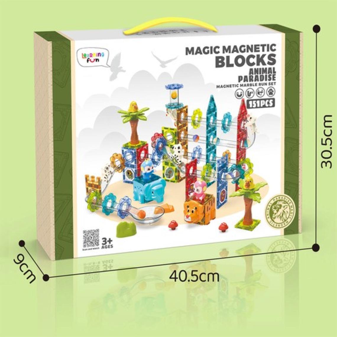 Learning FunManyetik Oyuncak Manyetik Blok Seti Stem Oyuncak 151 Parça - Marble Run Set Magic Magnetic Blocks Animal Paradise