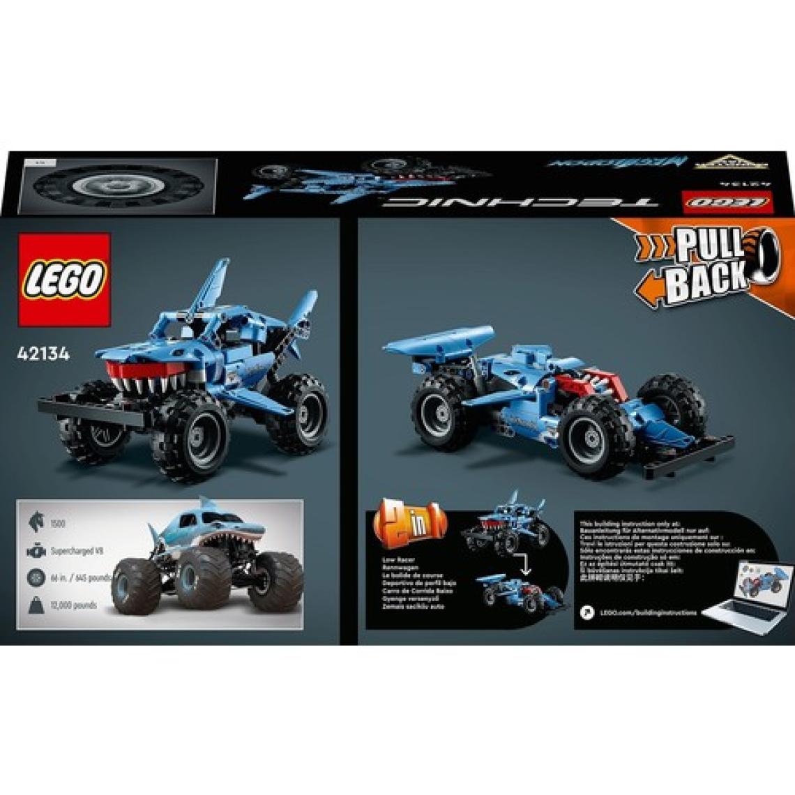 LEGO® Technic Monster Jam# Megalodon# 42134 # 7 Yaş ve Üzeri Araçları Seven Çocuklar İçin 2#si 1 Arada Yaratıcı Oyuncak Model Yapım Seti (260 Parça)