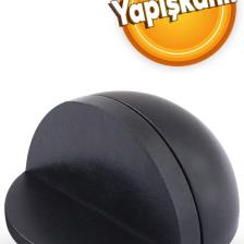Yarımay Yapışkanlı Kapı Kolu Stoperi Tamponu Metal Kapı Stopu Durdurucu Tutucu Tutacağı Mat Siyah