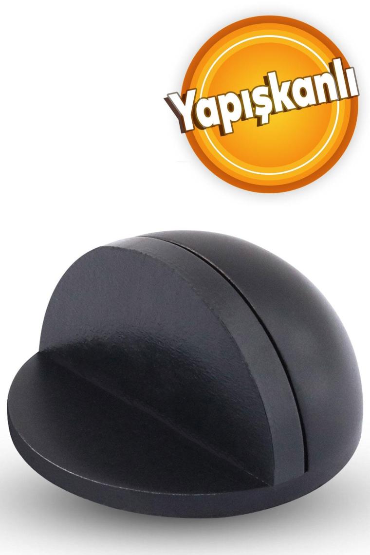 Yarımay Yapışkanlı Kapı Kolu Stoperi Tamponu Metal Kapı Stopu Durdurucu Tutucu Tutacağı Mat Siyah