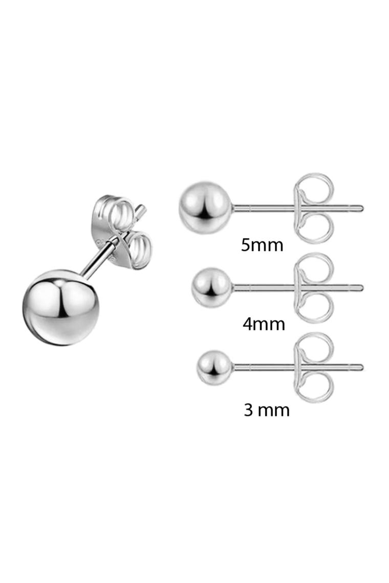 Chavin Yuvarlak Gri 3/4/5 Mm. Set Bayan Erkek Çelik Küpe EP12BY
