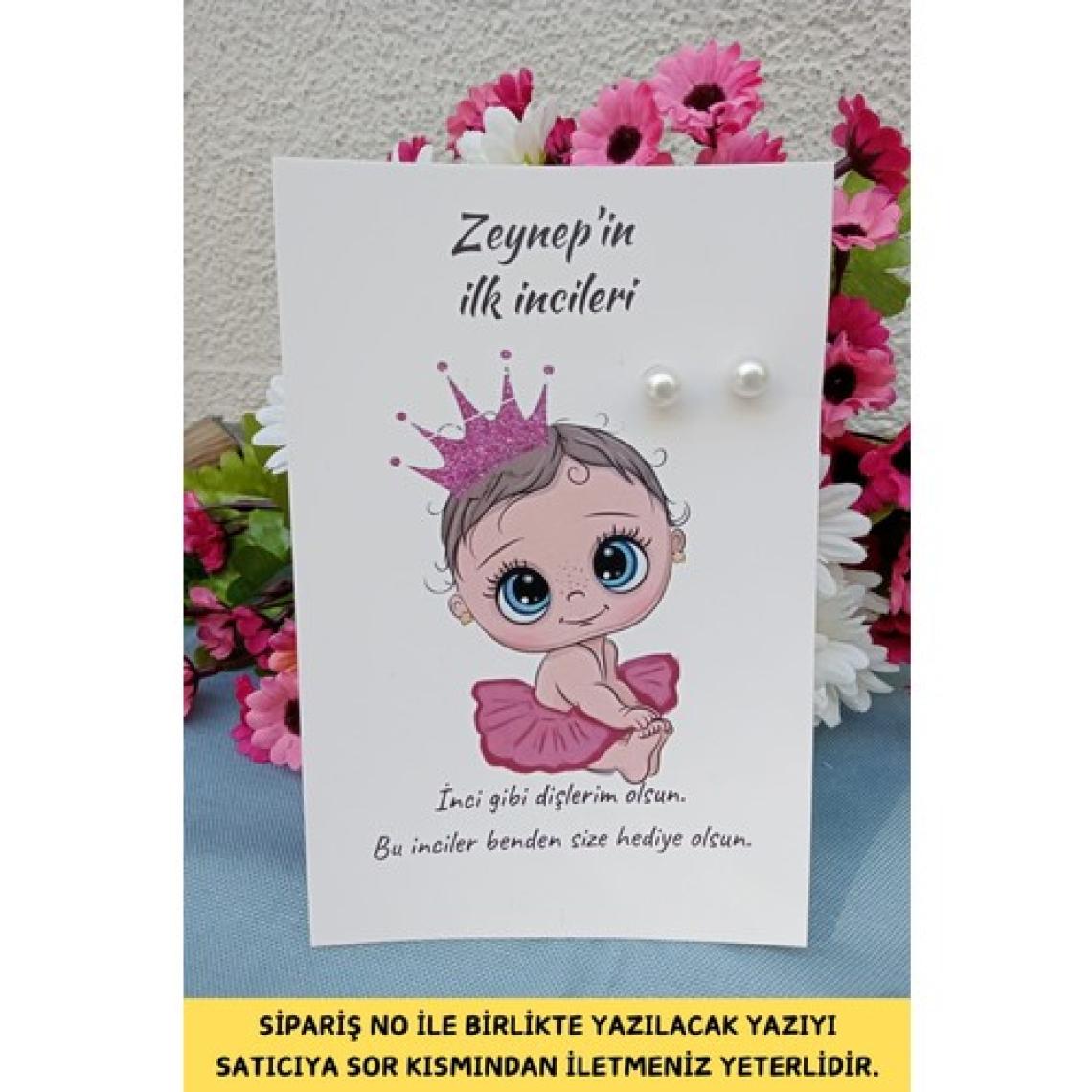 Emtory Home 30 Adet Inci Küpe | Pembe Elbiseli Kız - 6 Ay Kına Hediyesi - Diş Buğdayı - Doğum Günü Hediyelik