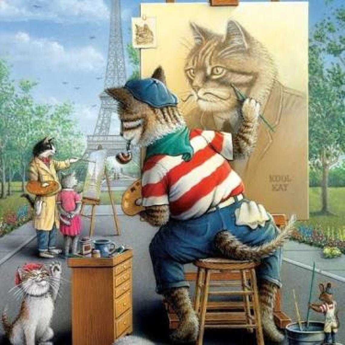 Art Puzzle Ressam Kedi 500 Parça Puzzle