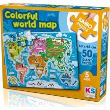 KS Games Colorful World Map 50 Parça Jumbo Boy Puzzle