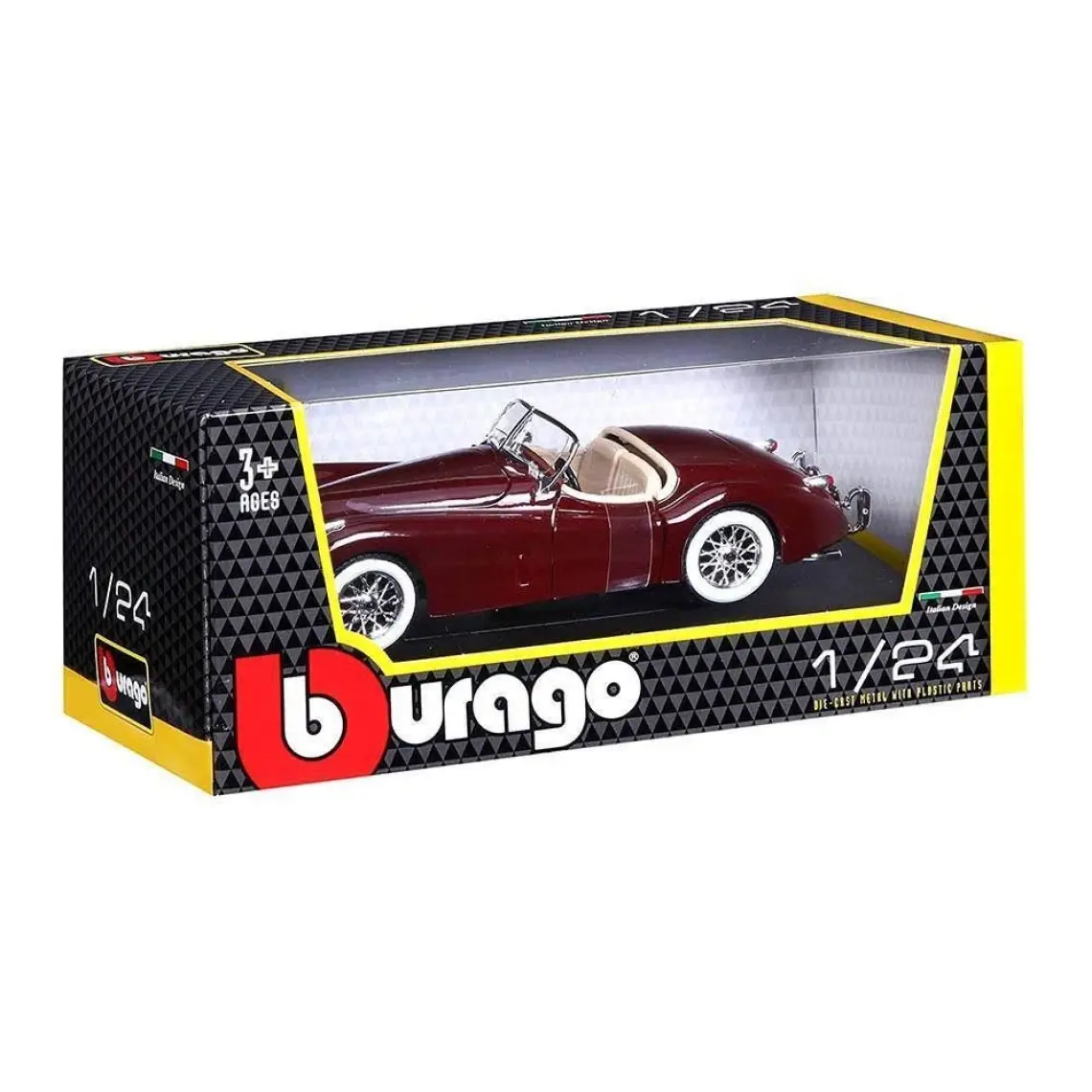 Burago 1/24 Ölçek 1951 Jaguar XK 120 Roadster Klasik Model Araba - Kırmızı