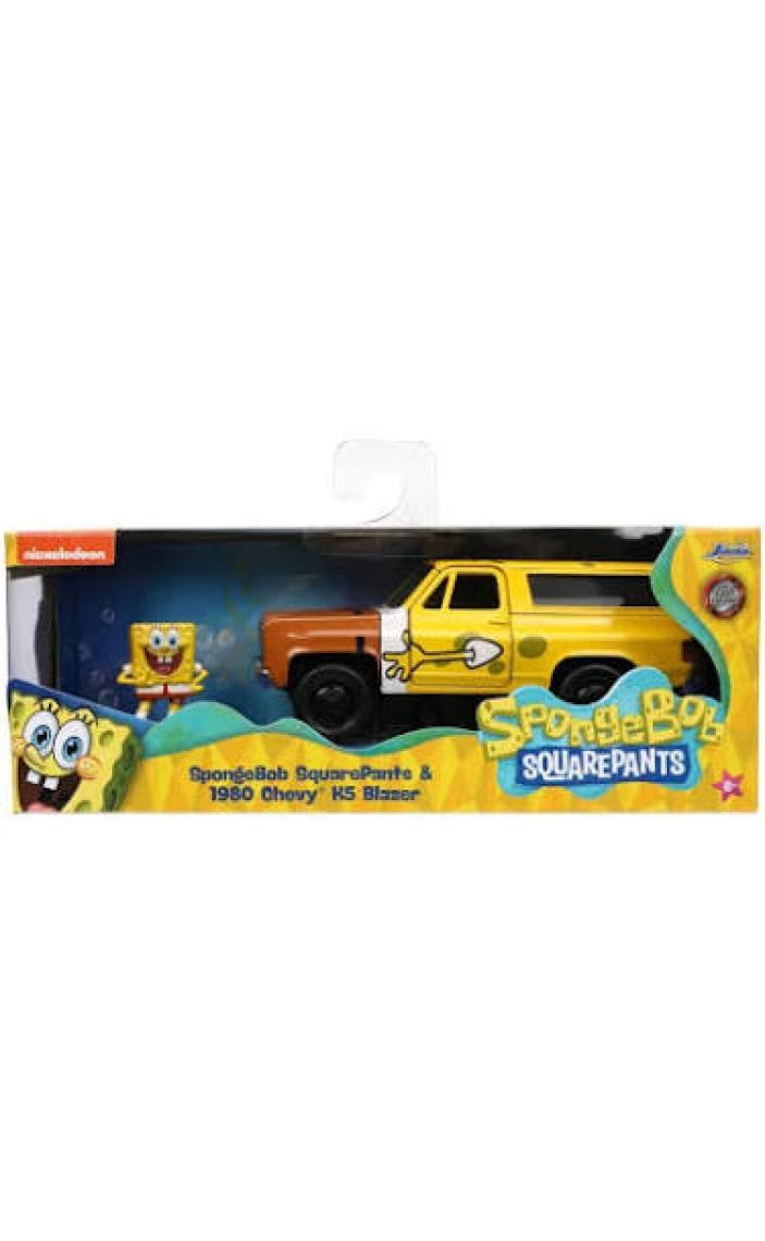Jada Toys 1980 Chevy K5 Blazer Aracı ve Sponge Bob Figür, 13.5 Cm, Serbest Tekerlekli