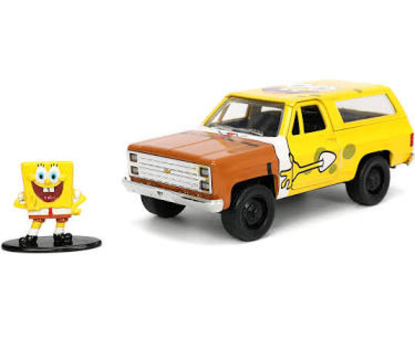 Jada Toys 1980 Chevy K5 Blazer Aracı ve Sponge Bob Figür, 13.5 Cm, Serbest Tekerlekli