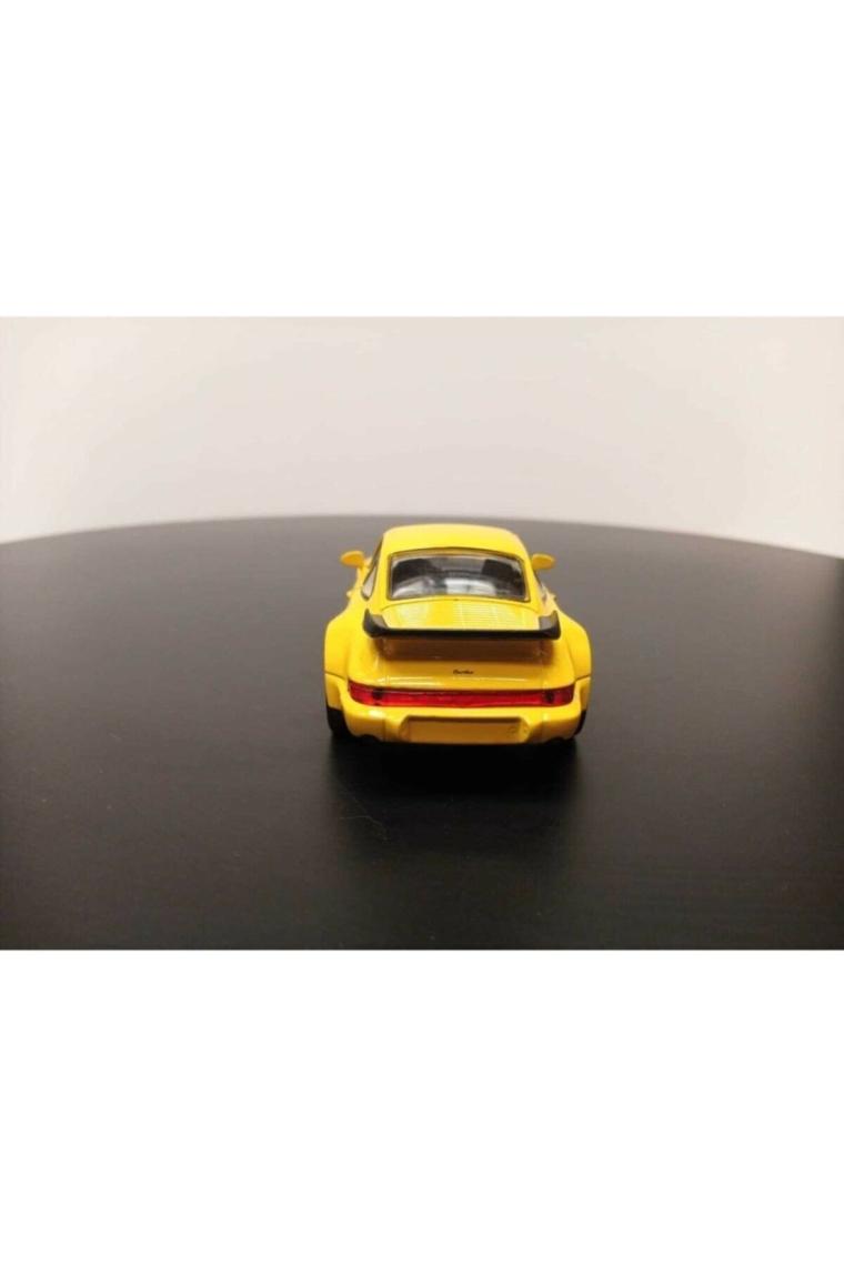 Welly 1:36 Porsche 911 Turbo Diecast Çek Bırak Model Araba (Sarı)