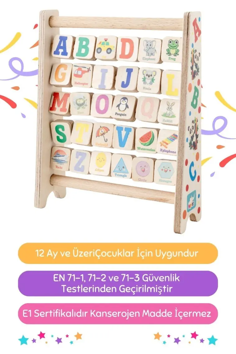 Bemi Montessori Ahşap Alfabe Abaküs