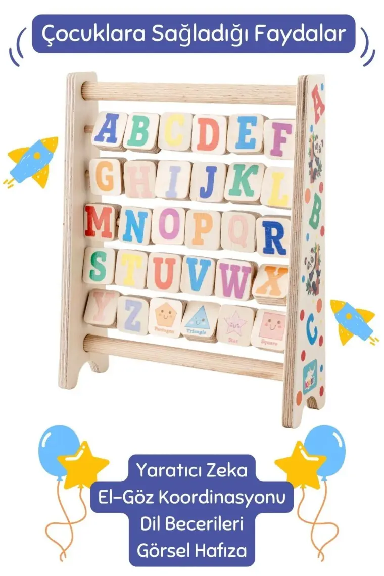 Bemi Montessori Ahşap Alfabe Abaküs