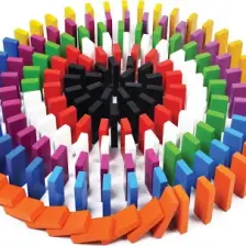 Circle Toys 100 Parça Renkli Ahşap Domino Seti
