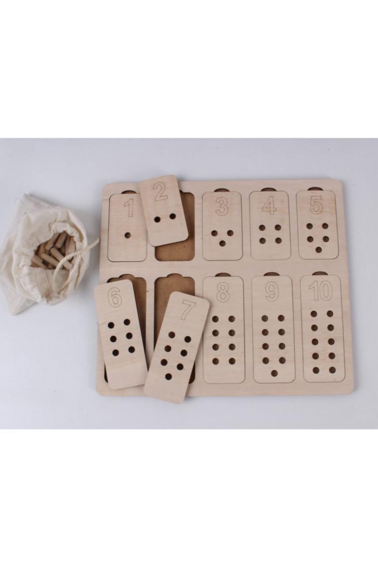 Ankebut Doğal Ahşap Pim Takmalı Tablalı Sayı ve Değerlerini Öğreniyorum Puzzle