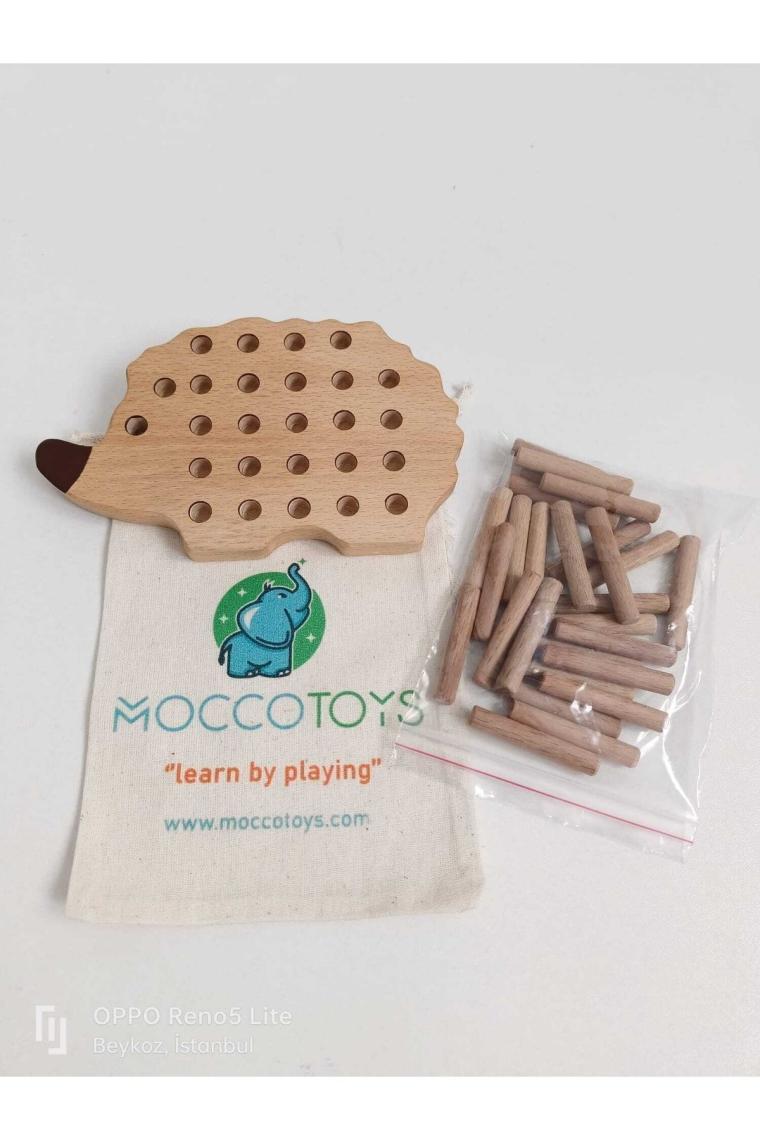 Moccotoys Montessori Tak Çıkar Ahsap Kirpi Oyunu