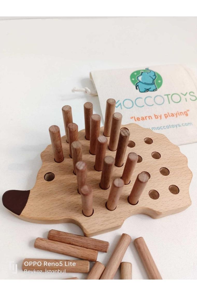 Moccotoys Montessori Tak Çıkar Ahsap Kirpi Oyunu