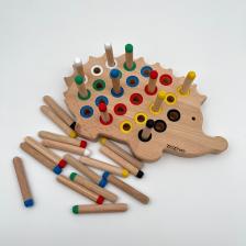 Montessori Eğitici Ahşap Oyuncak – Tak Çıkar Renkli Ahşap Kirpi Oyuncak