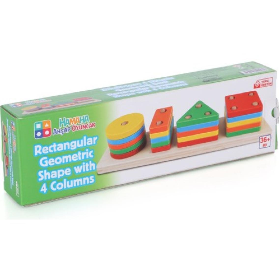 Hamaha Wooden Toys Doğal Ahşap Eğitici Oyuncak Dikdörtgen 4'lü Sütun Geometrik Şekil HMH-062