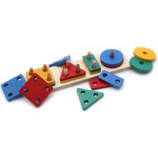 Hamaha Wooden Toys Doğal Ahşap Eğitici Oyuncak Dikdörtgen 4'lü Sütun Geometrik Şekil HMH-062