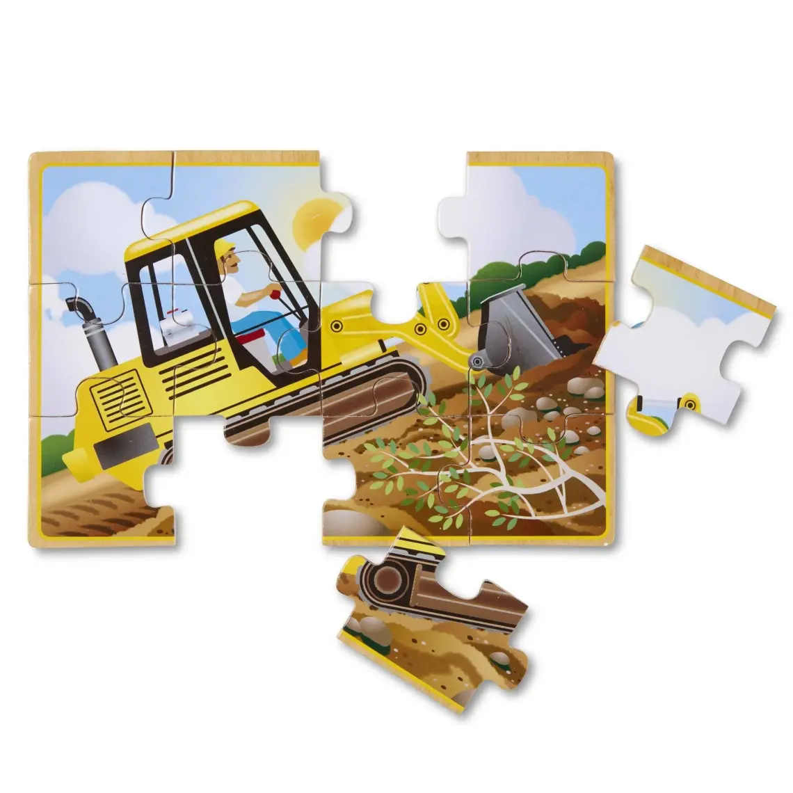 Melissa&Doug Ahşap 12x4 Yapboz Seti - İnşaat Araçları