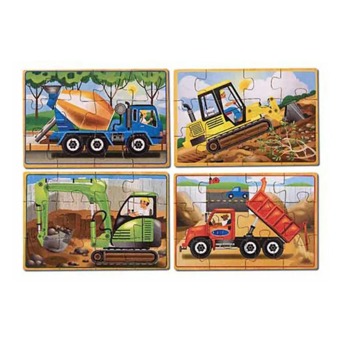 Melissa&Doug Ahşap 12x4 Yapboz Seti - İnşaat Araçları