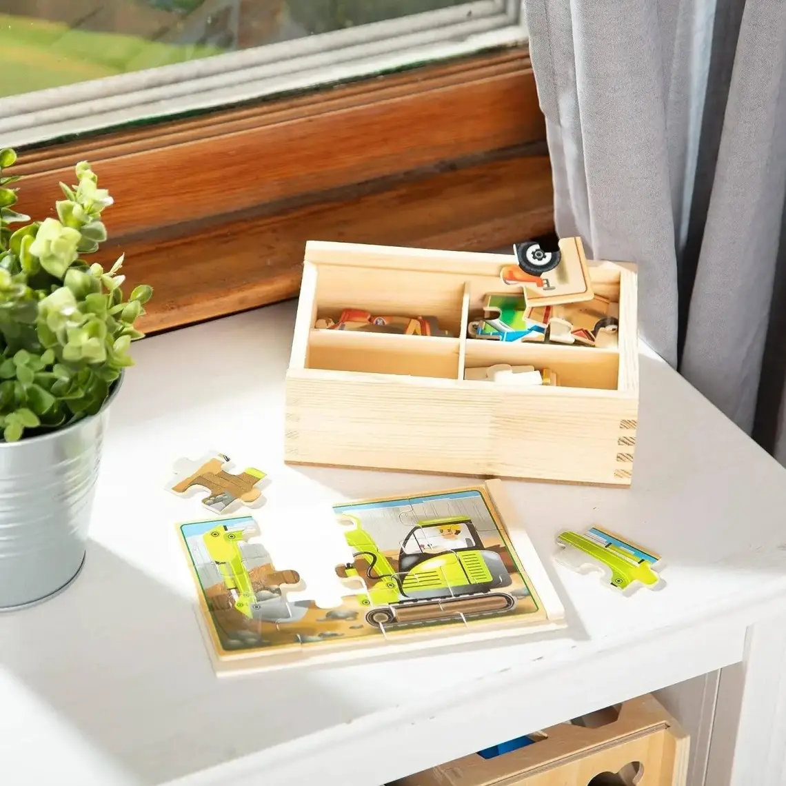 Melissa&Doug Ahşap 12x4 Yapboz Seti - İnşaat Araçları