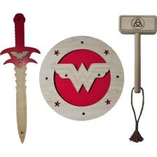 Ahtek Ahşap Oyuncak Seti Wonder Woman Kalkanı Kılıcı ve Ahşap Tor Thor Çekici