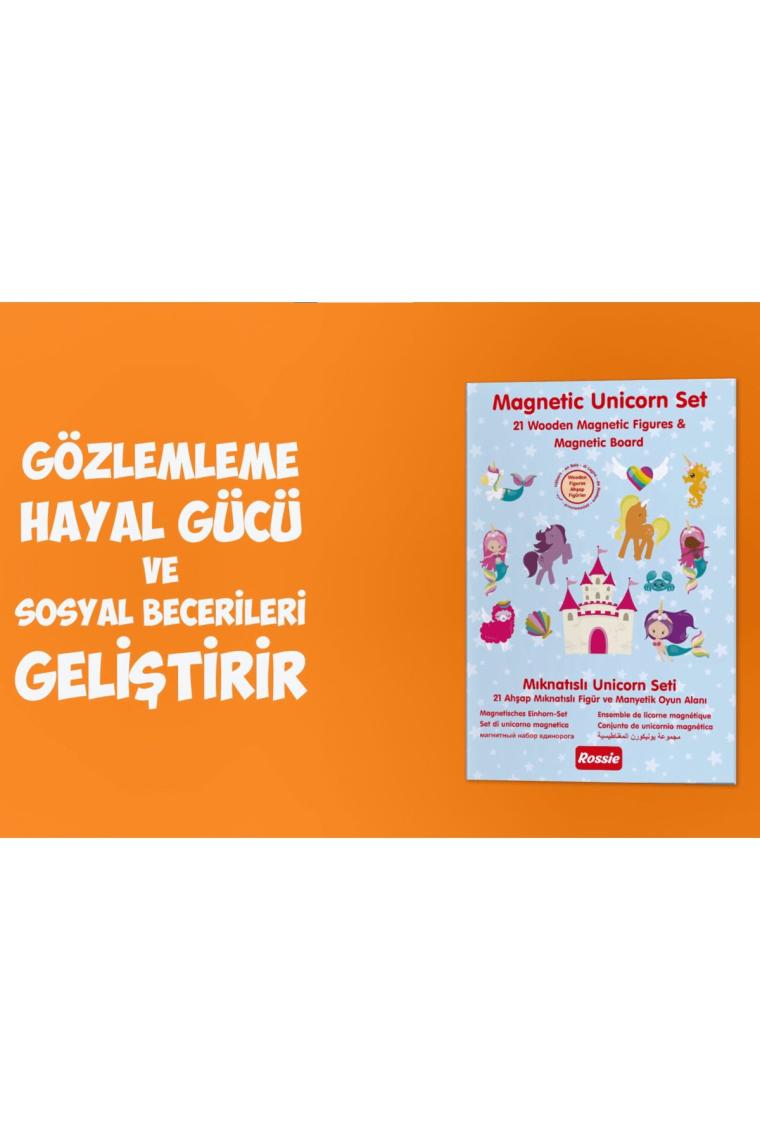 Rossie Ahşap Mıknatıslı Unicorn Oyun Seti (Manyetik Oyun Alanı)