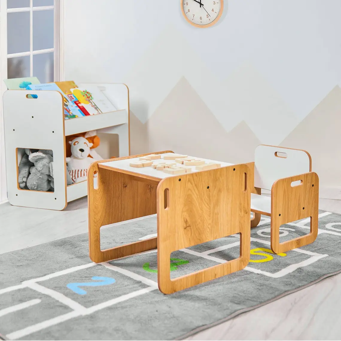 Minera 0-18 Ay Serçe Ahşap Montessori Çocuk Oyun, Çalışma ve Aktivite Masası ve Sandalyesi