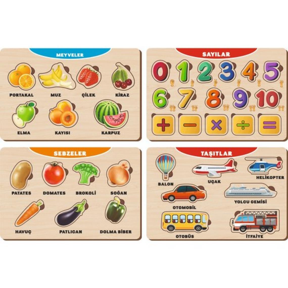 Maketçiniz 4 Adet Ahşap Bul Tak Eğitici Yapboz Puzzle Seti 10