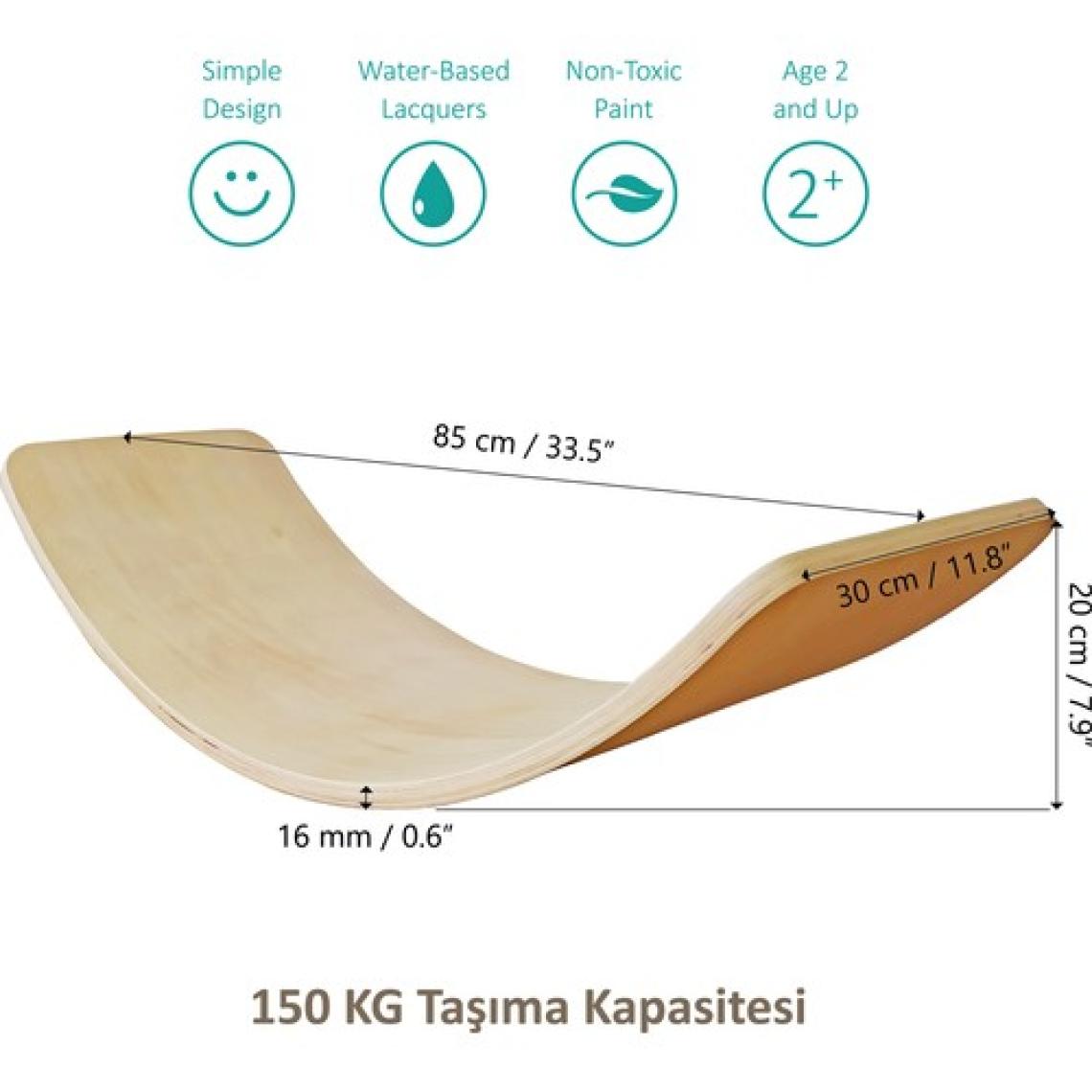 Bee Smart Denge Tahtası Natural Büyük Boy - Doğal Ahşap