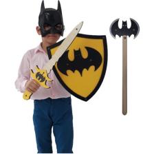 Ahtek Ahşap Oyuncak Seti 4’lü, Batman Kalkanı, Kılıcı, Baltası ve Maskesi, Üçgen